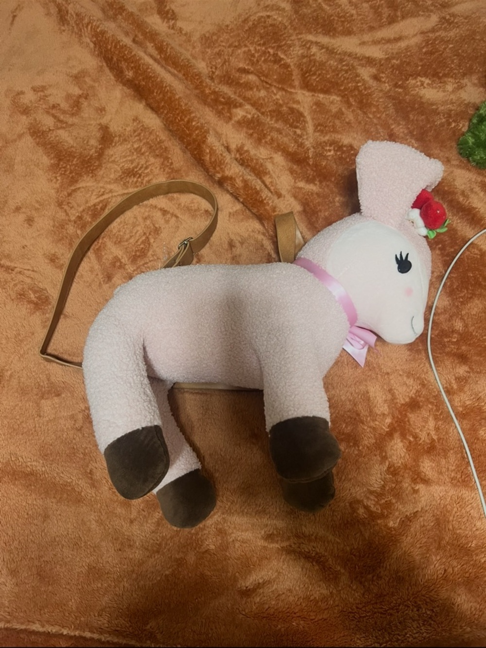Hot Topic Pink Lamb Plush Crossbody Bag with Brown Hooves